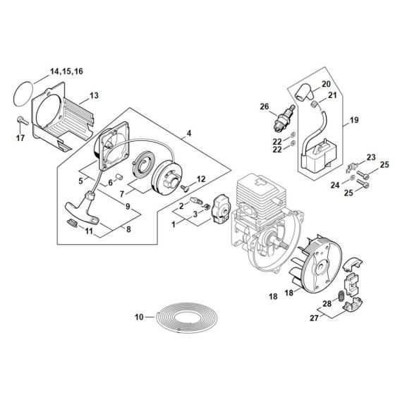 Rewind starter, Ignition systemfor Stihl HS 85 Hedge Trimmer