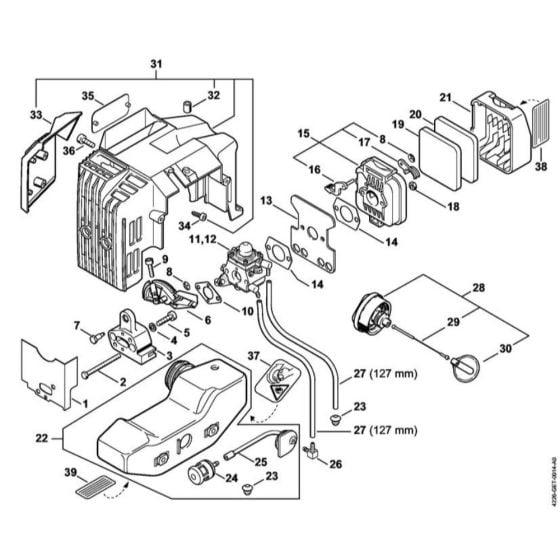 Air filter, Fuel tank (1)for Stihl HS 85 Hedge Trimmer