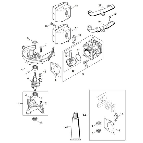 Crankcase, Cylinder for Stihl HS 87 Hedge Trimmer