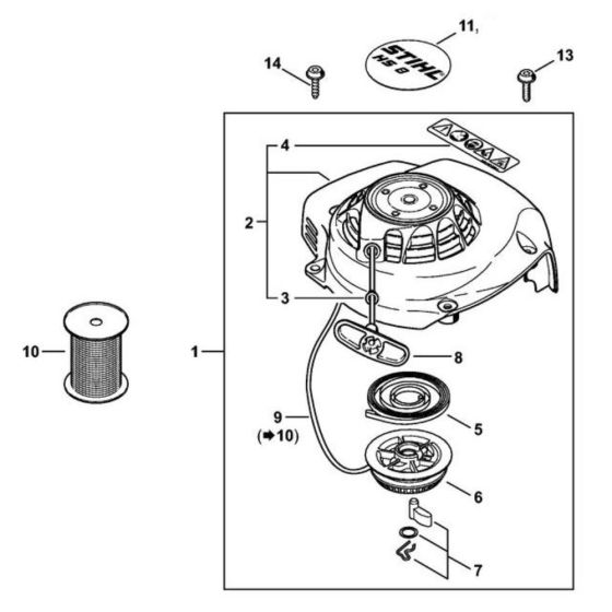 Rewind Starter for Stihl HS 87 Hedge Trimmer