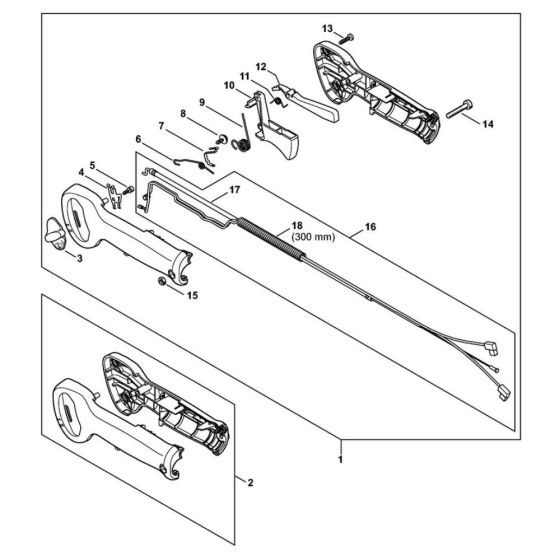 Control Handle 300mm for Stihl HS 87 Hedge Trimmer