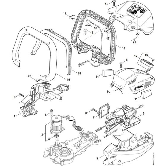 Motor Housing, Electronic Module for Stihl HSA 130 Cordless Hedge Trimmer