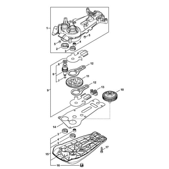 Gear head for Stihl HSA 130 Cordless Hedge Trimmer