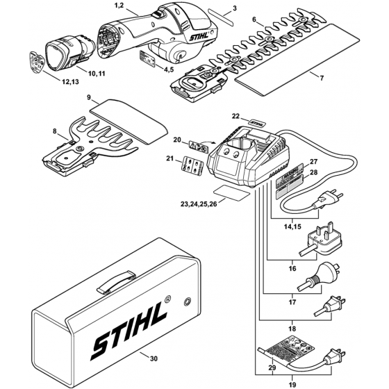 Stihl HSA25 Hedge Trimmer Powerhead Assembly