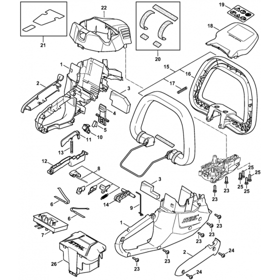 Stihl HSA56 Hedge Trimmer Motor Housing Assembly