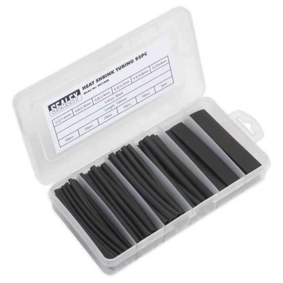 Heat Shrink Tubing Assortment 95pc 100mm Black Sealey Part No. HST100B