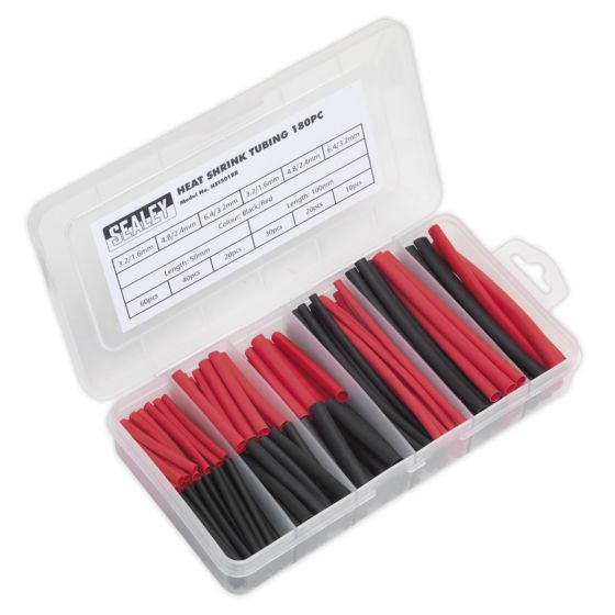 Heat Shrink Tubing Assortment 180pc 50 & 100mm Black & Red Sealey Part No. HST501BR