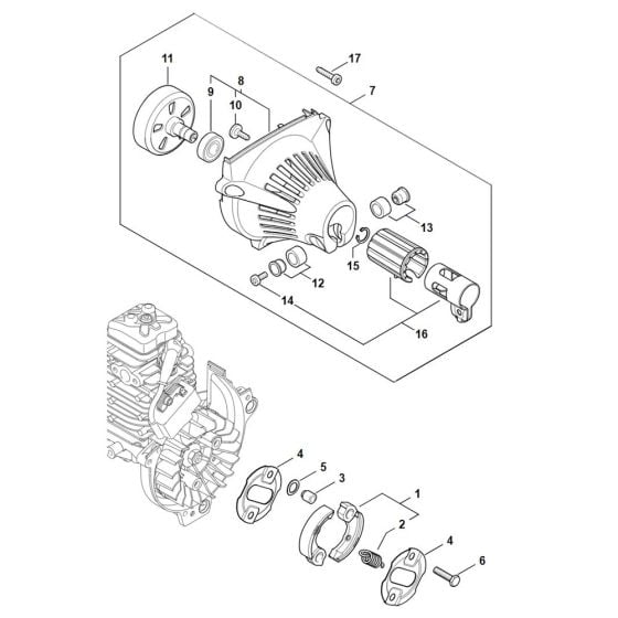 Clutch, Fan housing for Stihl HT 135 Pole Pruner