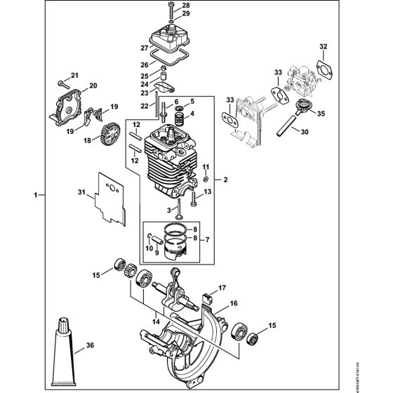 Engine Ø 40 mm Assembly for Stihl HT100 Pole Pruners