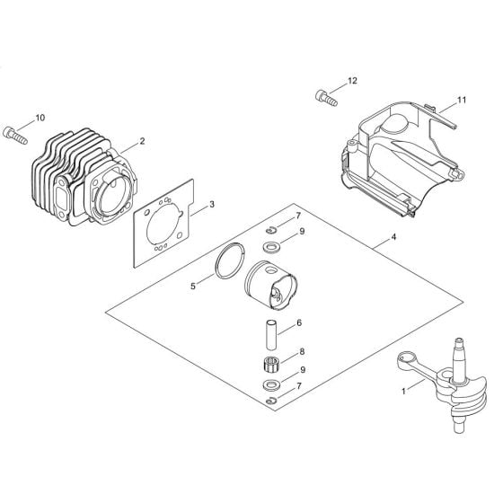 Cylinder, Piston, Crankshaft for Shindaiwa HT320S Hedgetrimmer