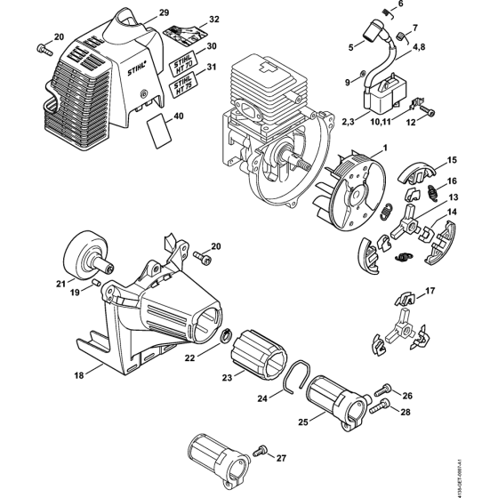 Ignition system, Clutch Assembly for Stihl HT70 HT70K HT75 Pole Pruners