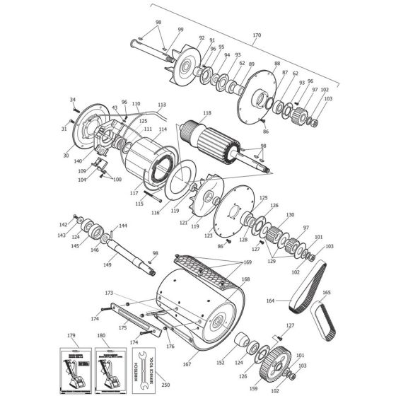 Complete Assembly -1 for Hiretech HT8 (Single-Speed) Floor Sander