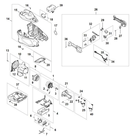 Motor Housing, Electric Motor, Control Handle Assembly for Stihl HTA 150 Pole Pruner