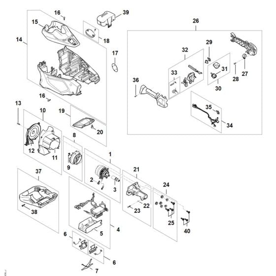 Motor Housing, Electric Motor, Control Handle Assembly for Stihl HTA 160 Pole Pruner