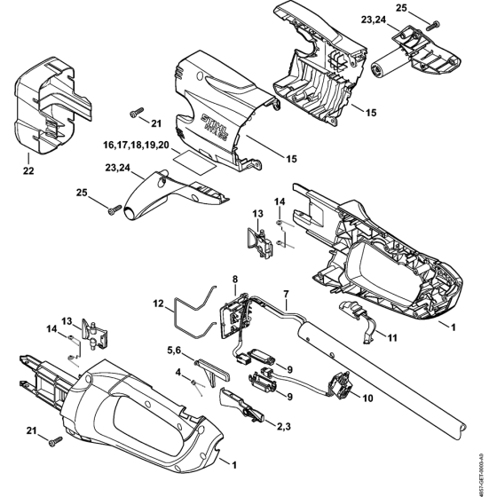 Handle housing, Cover Assembly for Stihl HTA65 Pole Pruners