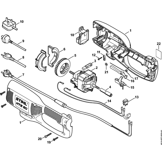 Housing, Electric motor Assembly for Stihl HTE60 Pole Pruners