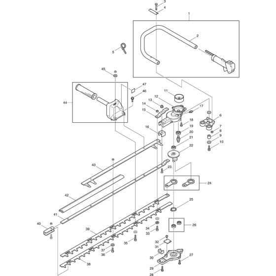 Cutter and Handle Assembly for Makita HTR7610 Hedge Trimmers