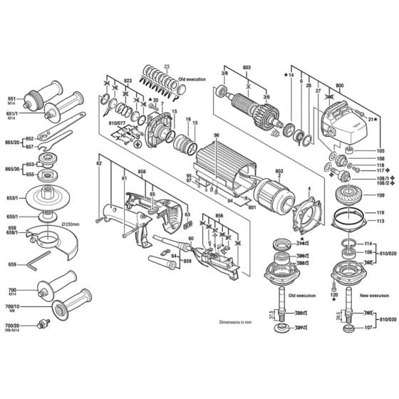 Main Assembly for Bosch HWS 810/230 (0 602 334 002) Angle Grinders