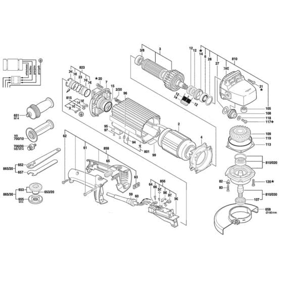 Main Assembly for Bosch HWS 85/180 (0 602 329 534) Angle Grinders