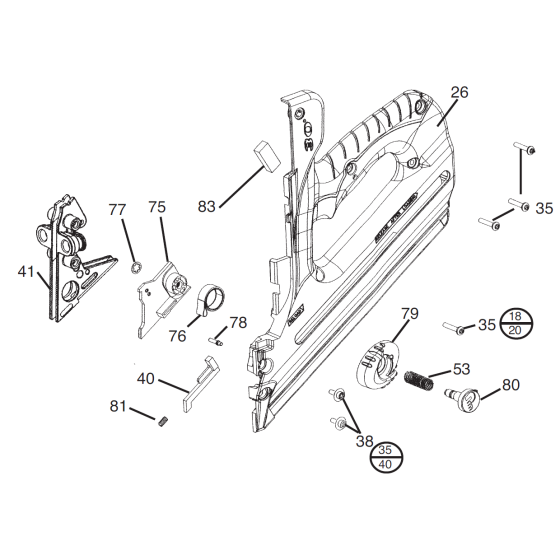 Handle Assembly for Paslode IM350+ NiCD NiMH Nail Guns (14801)