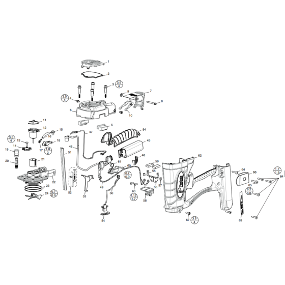 Left Handle and Circuit Assembly for Paslode IM45GN Nail Gun