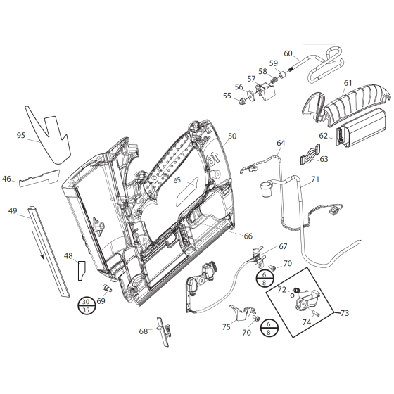 Right Handle Assembly for Paslode IM65 F16 Lithium Nail Gun (13323)