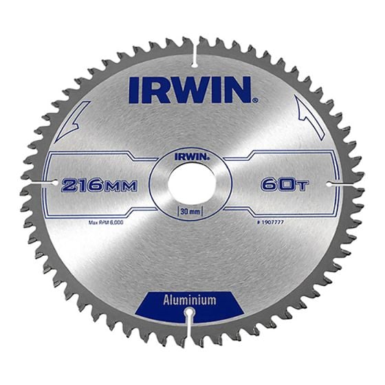 Professional Circular Saw Blade 216 x 30mm x 60T - Aluminium by IRWIN - 1907777