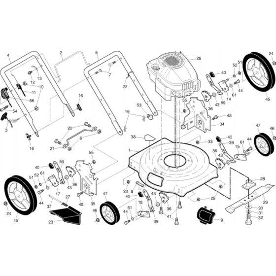 Complete Product Assembly for Husqvarna J55L Consumer Lawn Mower