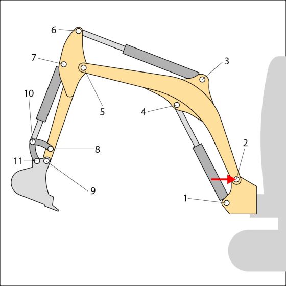 Position 2 Pin for JCB 15C-1, 16C-1 Mini Excavators - Replaces 401/X3229