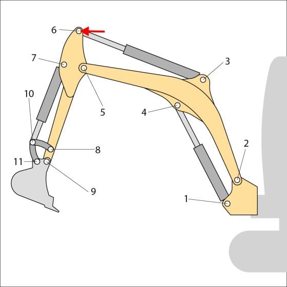 Pin (Position 6) for JCB 8026 CTS Mini Excavators - 334/P2322