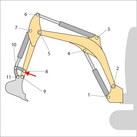 Bush (Position 8) for JCB 8040ZTS Mini Excavators - Non-Genuine