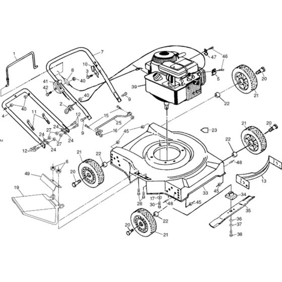 Complete Product Assembly for Husqvarna Jet 49 Consumer Lawn Mower