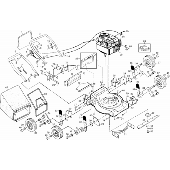 Complete Product Assembly for Husqvarna Jet 50RQ Consumer Lawn Mower