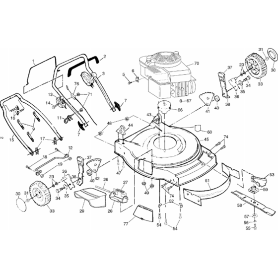 Frame and Engine Assembly for Husqvarna Jet 55 Consumer Lawn Mower