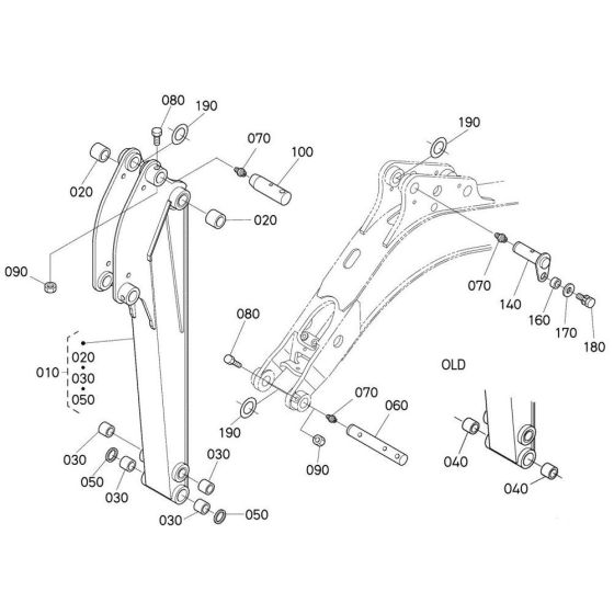 Dipper Arm Assembly for Kubota K008-3 Mini Excavator