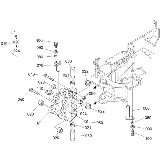 Kingpost Assembly for Kubota K008-3 Mini Excavator