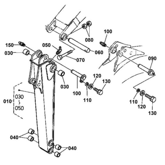 Dipper Arm Assembly for Kubota K008 Alpha Mini Excavator