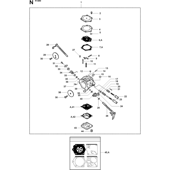 Carburetor Details Assembly for Husqvarna K1250 Disc Cutters