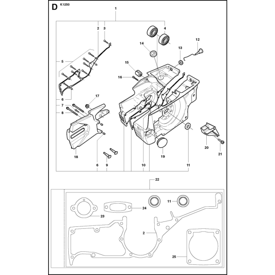 Crankcase Assembly for Husqvarna K1250 Disc Cutters