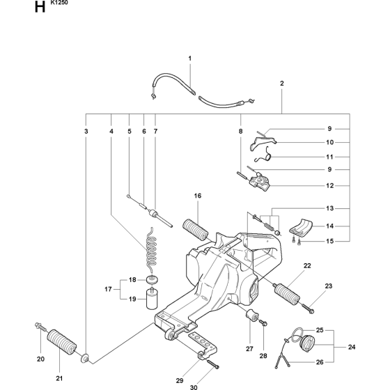 Fuel Tank Assembly for Husqvarna K1250 Disc Cutters