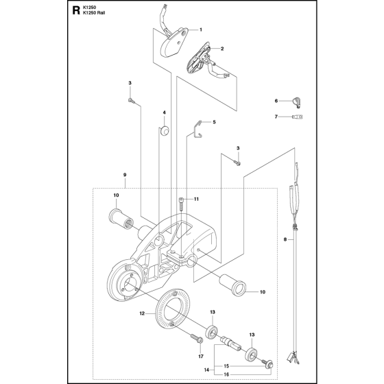 Housing Assembly for Husqvarna K1250 Rail Disc Cutters