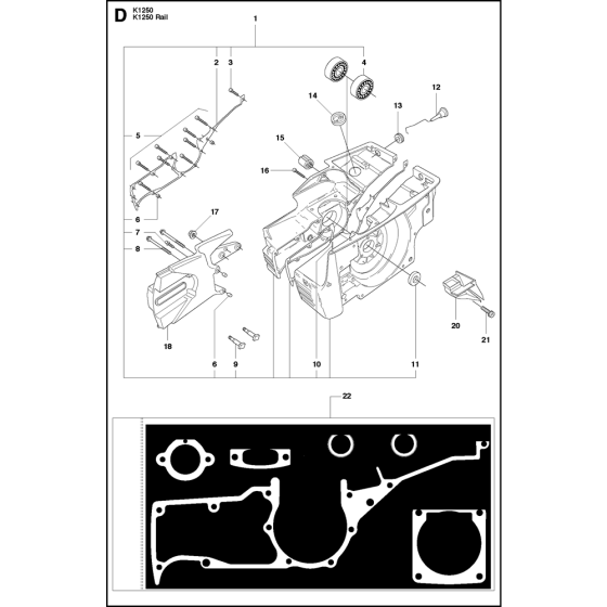 Crankcase Assembly for Husqvarna K1250 Rail Disc Cutters