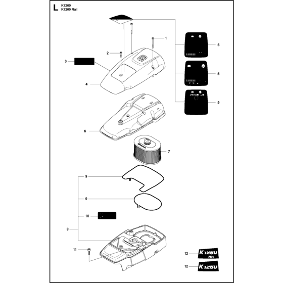 Air Filter Assembly for Husqvarna K1260 Disc Cutters