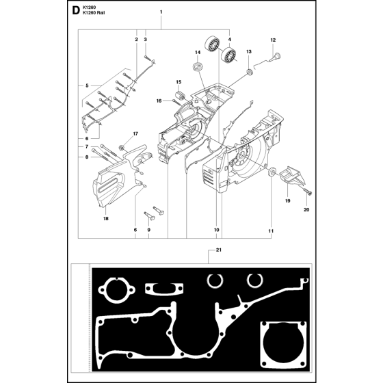 Crankcase Assembly for Husqvarna K1260 Rail Disc Cutters