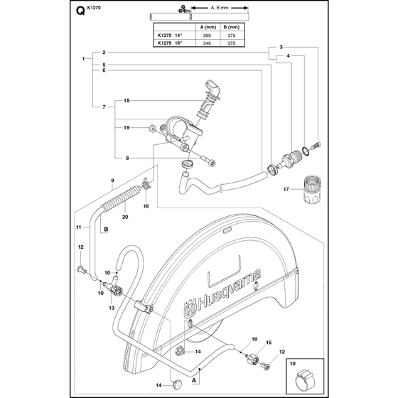 Water Hose Kit Assembly for Husqvarna K1270 Disc Cutters