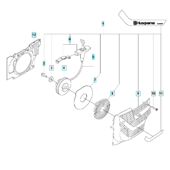 Starter Assembly for Husqvarna K1270 II Disc Cutter