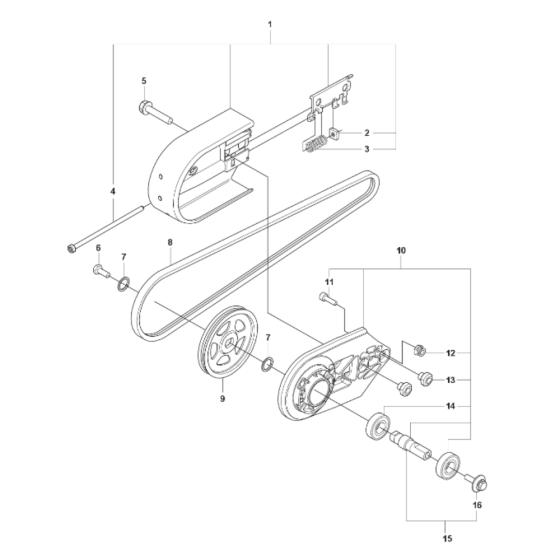 Belt Guard, Belt Pulley Assembly for Husqvarna K1270 II Smartguard Disc Cutter