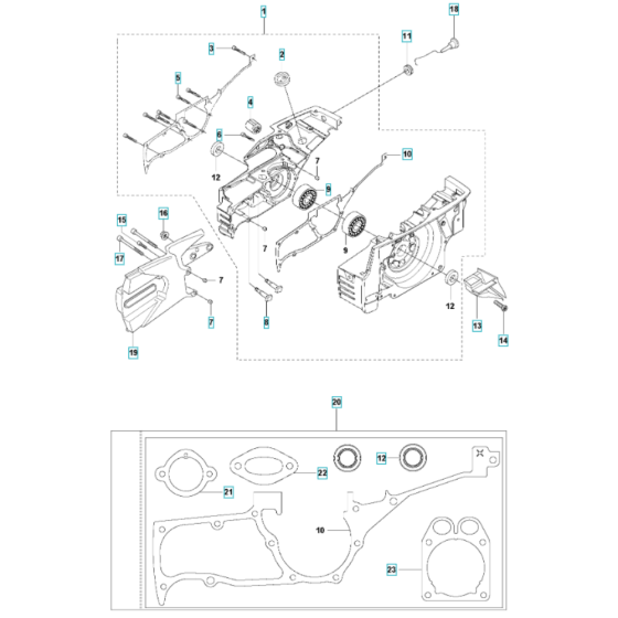 Crankcase Assembly for Husqvarna K1270 Rail I Disc Cutter