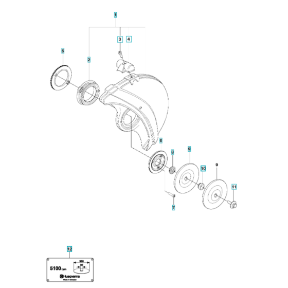 Blade Guard Assembly for Husqvarna K1270 Rail II Disc Cutter