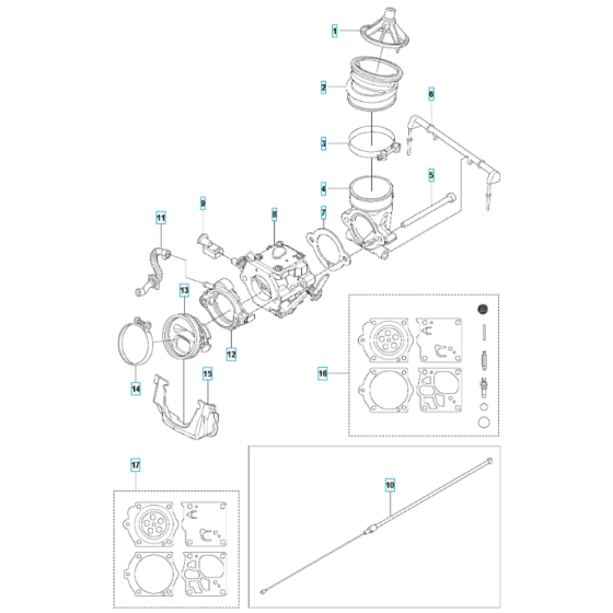 Carburettor Assembly for Husqvarna K1270 Rail II Disc Cutter